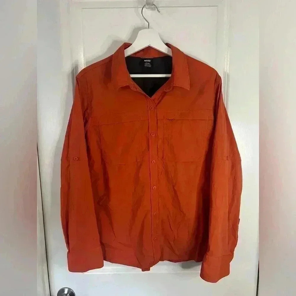 REI Men's Long Sleeve Button-Down Shirt in Burnt Orange